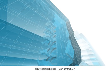 Perspective view of modern architecture 3d illustration