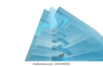 Perspective view of modern architecture 3d illustration