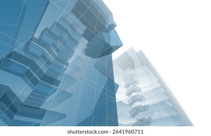Perspective view of modern architecture 3d illustration