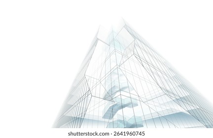 Perspective view of modern architecture 3d illustration