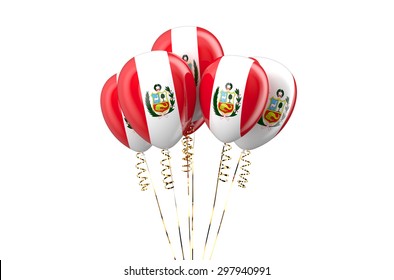 Peru Patriotic Balloons,  Holyday Concept Isolated On White Background