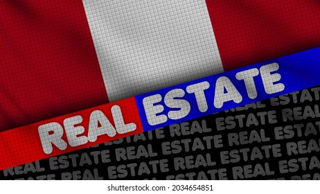 Peru Wavy Fabric Flag, Real Estate Title, 3D Illustration