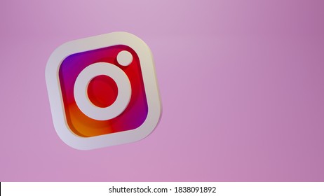 Pervouralsk, Russia - oktober 21, 2020 3d render logo Instagram on a pink background