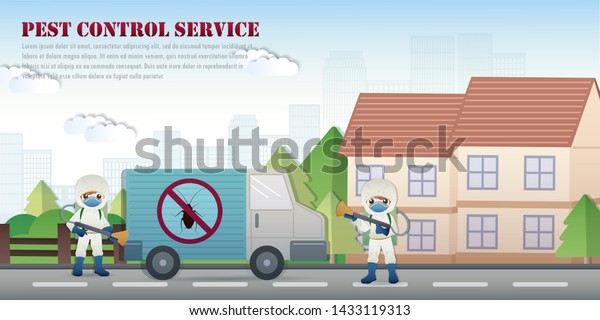 pest control service with insects exterminator and
textbox outside the
house