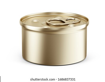 Pet Food Can On White Background - Canned Food For Dogs, Cats. Mockup Template For Your Design. 3d Rendering