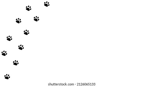 Pet Footprint Silhouette. Black Footprint, Isolated On A White Background. Illustration, Muddy Paw Print Of A Cat Or Dog Icon. 