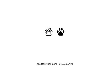 Pet Footprint Silhouette. Black Footprint, Isolated On A White Background, Outline Icon. Illustration, Muddy Paw Print Of A Cat Or Dog. Logo For The Website. 