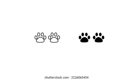 Pet Footprint Silhouette. Black Footprint, Isolated On A White Background. Illustration, Muddy Paw Print Of A Cat Or Dog.