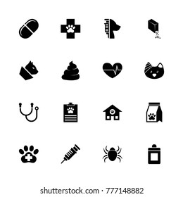 Pet Vet Icons. Flat Simple Icon - Black Illustration On White Background.