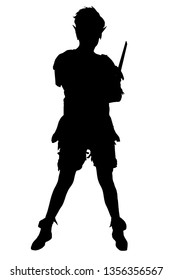 Peter pan silhouette with his knife