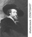 Peter Paul Rubens (1577-1640) on engraving from the 1800s. Flemish Baroque painter. Engraved by J. Pofselwhite and published in London by Charles Knight, Pall Mall East