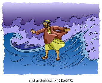 41 Peter walking on the water Stock Illustrations, Images & Vectors ...