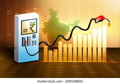 Petrol Diesel Price Hike In India, Price Hike Concept With India Map 
India Frequent Fuel Speculation