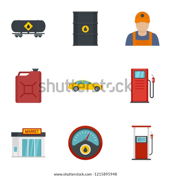 Petrol industry icon set. Flat set of 9 petrol\
industry icons for web\
design