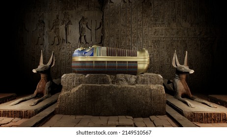 Pharaoh  Sarcophagus In The Tomb