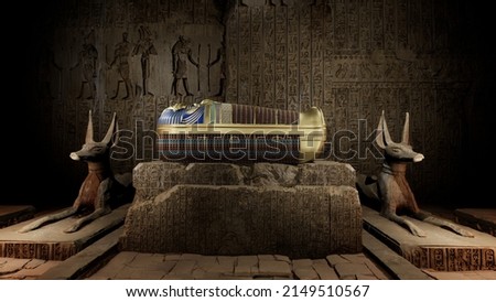 Pharaoh  sarcophagus in the tomb ストックフォト © 