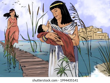 Pharaoh's Daughter Saves Moses From The Nile