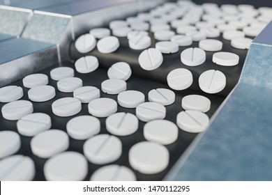 Pharmaceutical production of drugs. 3D rendered illustration.