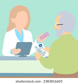 A pharmacist is giving medication to an elderly person. - Powered by Shutterstock