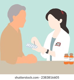 A pharmacist is giving medication to an elderly person. - Powered by Shutterstock