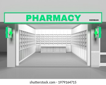 Pharmacy Shop Mockup 3d Illustrasyon