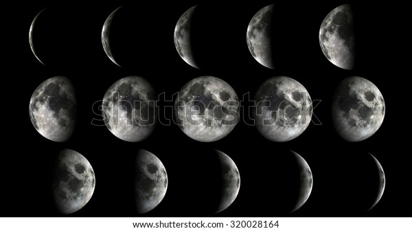 Phases of the moon from new to full. Elements of\
this image furnished by\
NASA