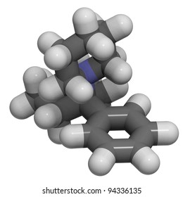 Phencyclidine (PCP) Drug Molecule, Chemical Structure.