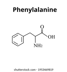 Phenylalanine is an amino acid. Chemical molecular formula Phenylalanine Amino Acid. illustration on isolated background
