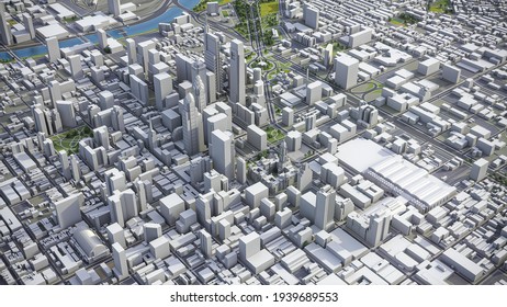 Philadelphia 3D City Model Aerial Rendering