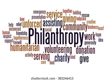 Philanthropy, Word Cloud Concept On White Background.