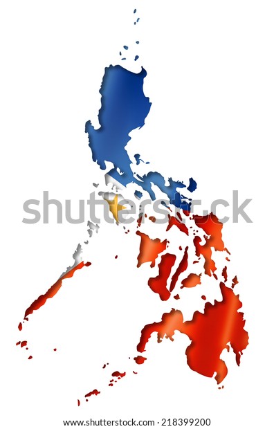 Philippines Flag Map Three Dimensional Render Stock Illustration 218399200