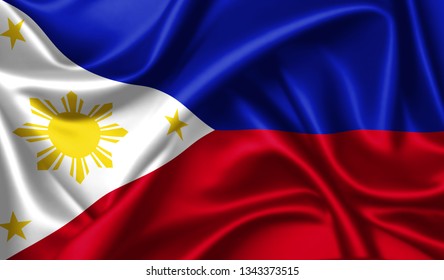 Philippines Flag Waving In The Wind. 3D Ilustration