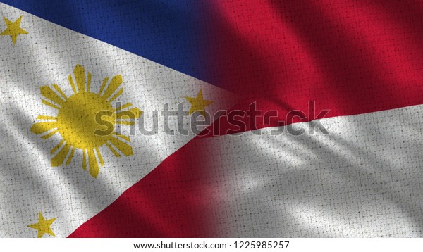 Philippines Indonesia 3d Illustration Two Flag Stock Illustration ...