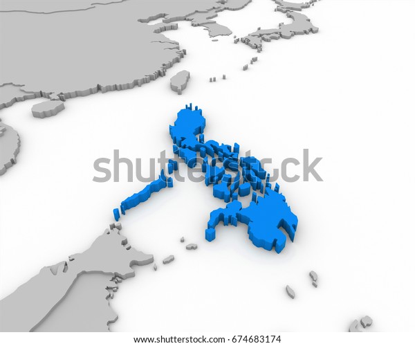 Philippines Map 3d Rendering Stock Illustration 674683174