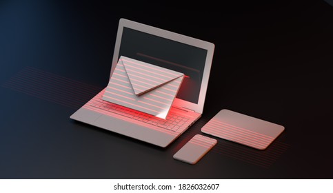 Phishing Email Scam 3D Illustration