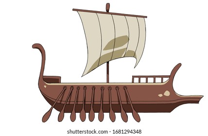 Phoenician Ship Greek Roman People Manga Cartoon