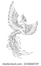 Phoenix Bird With Women Tattoo Design