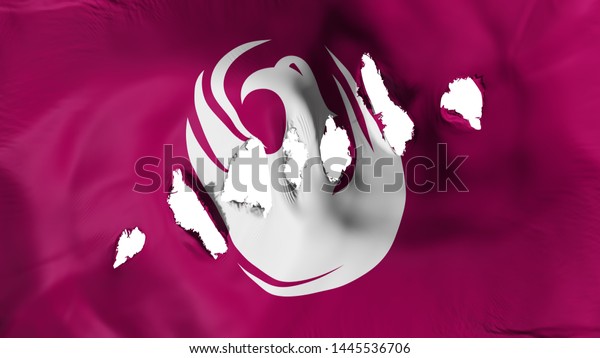 Phoenix city, capital of Arizona\
state flag perforated, bullet holes, white background, 3d\
rendering