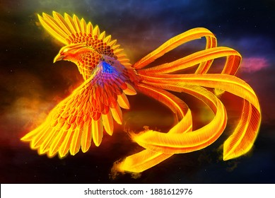 Phoenix fantastic illustration. Digital art.