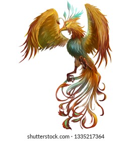 Phoenix, the Mystery Mythical Creatures from Middle Ages and Medieval. Concept Art. Realistic Illustration. Video Game Digital CG Artwork. Character Design.
