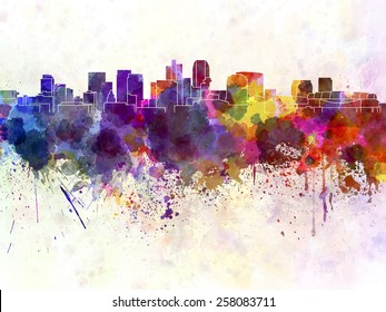 Phoenix skyline in watercolor background