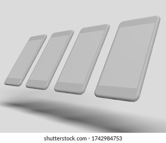 Phone 3d Rendering on white isolated background, 3D Illustration