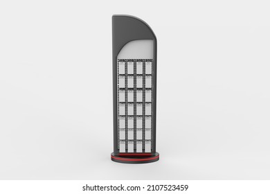 Phone Accessory Display Stand, Retail Display Stand With Hook For Product , Display Stands Isolated On White Background. 3d Illustration