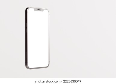A phone with a blank screen. Mobile phone content replenishment concept. Smartphone on a light background. 3D render, 3D illustration.