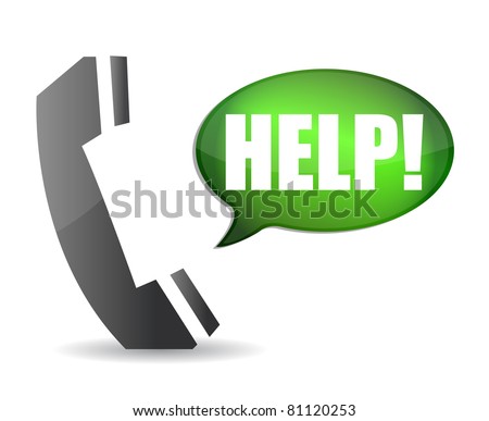 Phone with chat box asking for help. Illustration design