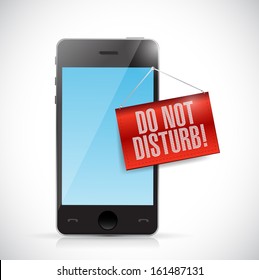 Phone With A Do Not Disturb Hanging Sign Illustration Design Over White