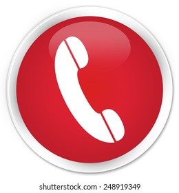 Phone Icon Red Glossy Round Button