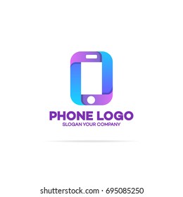 mobile store logo template set phone stock vector royalty free