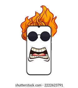 Phone Mockup   Startled Face Expression Emoticon and Sunglasses   Fire Flames Drawing Screen