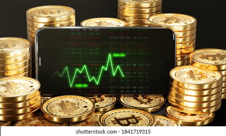 Phone On Bitcoin Crypto Currency Gold Stock Illustration 1841719315 ...